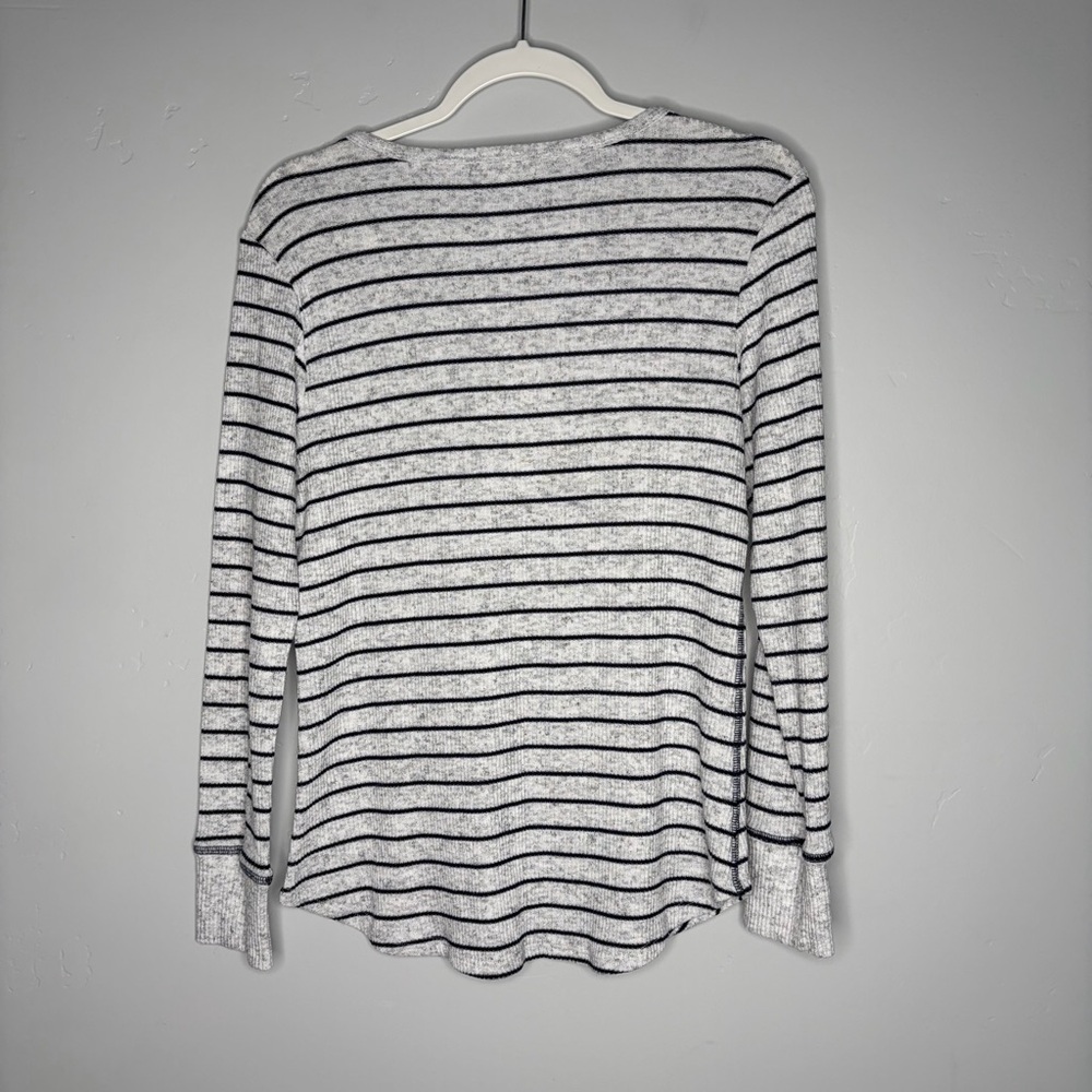 Sundry Striped Henley Sleep Top Long Sleeve Gray Black 3 - Picture 6 of 6